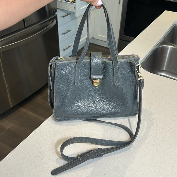 Roots Grey Pebbled Leather Multipocket Crossbody Bag Vintage - Picture 13 of 17